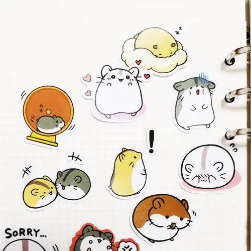 可爱卡通小仓鼠贴纸小清新少女手账素材diy贴画贴纸