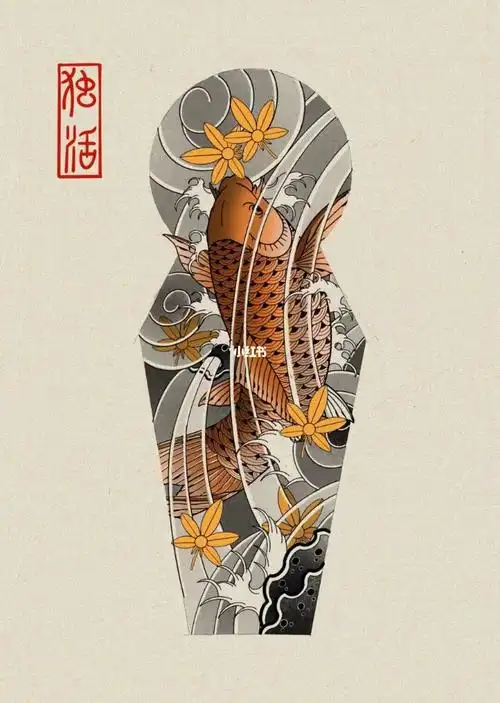 老传统日式花臂纹身手稿