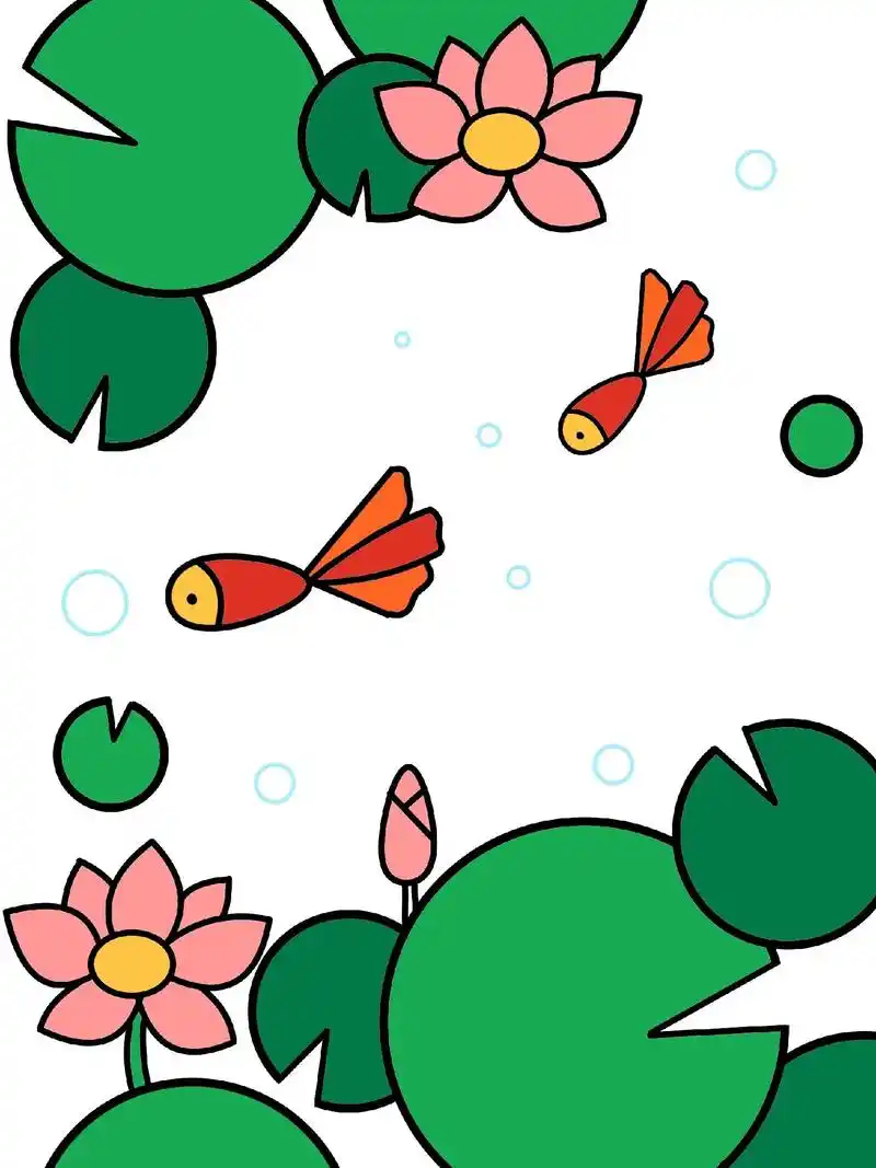 夏天荷塘简笔画.夏天快要过去咯,快来抓住夏天的尾巴9898# - 抖音