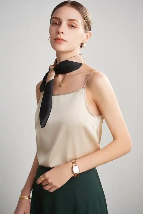 真丝吊带背心女2021秋冬桑蚕丝小众缎面内搭外穿纯色修身性感上衣