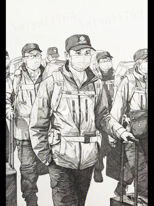 建党100周年献礼钢笔画大图过程图