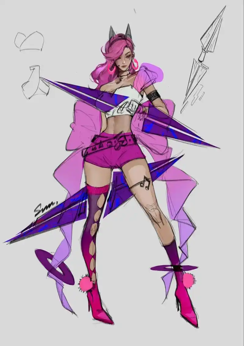 给阿轲设计的!还没画完啊啊啊啊选择困难了.#王者荣耀源梦系列 - 抖音