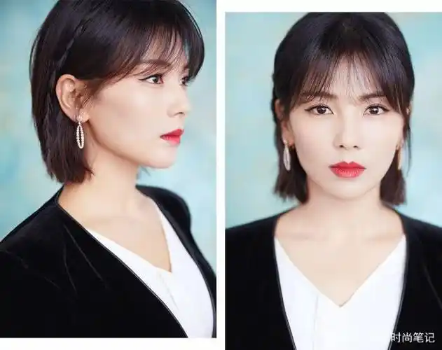 而像刘涛这样带有空气刘海的短发,很适合想显脸小的女生~再像她这样在