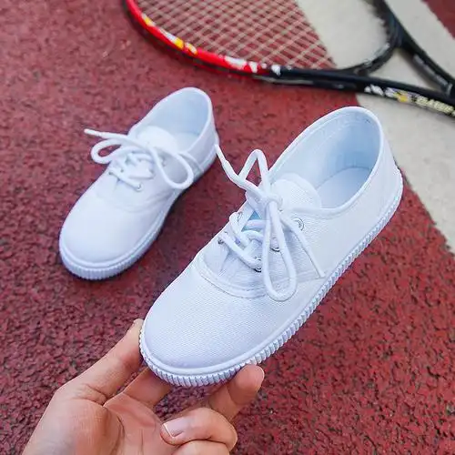 儿童白布鞋幼儿园小白鞋男童女童白球鞋学生纯白色运动鞋帆布鞋