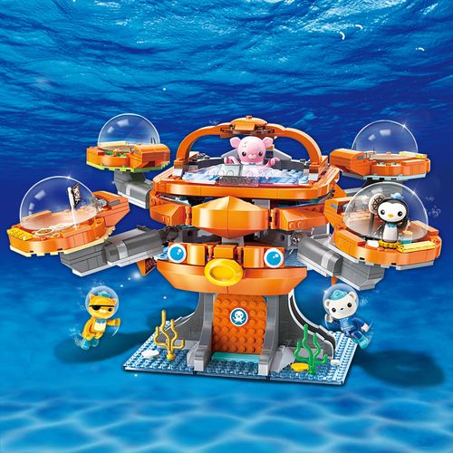 启蒙海底小纵队模型积木儿童男孩女孩益智章鱼堡舰艇拼装玩具全套