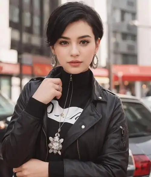 李连杰的妻子利智,穿着黑色高领大衣,气质迷人优雅