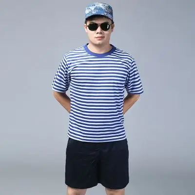 海魂衫 条纹海军衫男式t恤 圆领正品07海洋体能服作训服套装批发