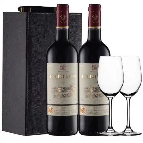 路易拉菲干红双支装法国原瓶进口红酒干红葡萄酒皮盒礼盒装