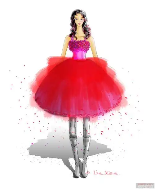 服装画/服装设计手稿服装应用红色 情缘 - 穿针引线服装论坛