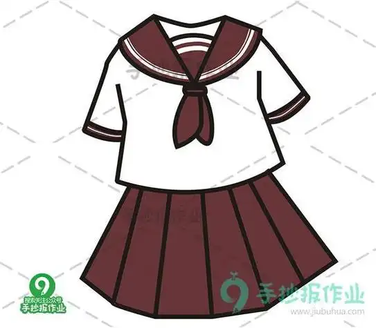 两个女生穿夏季校服简笔画