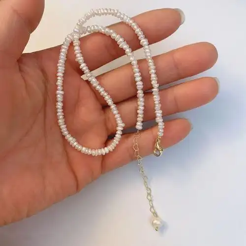 复古不规则米粒珠锁骨链优雅赫本风天然淡水珍珠小米珠颈链项链女