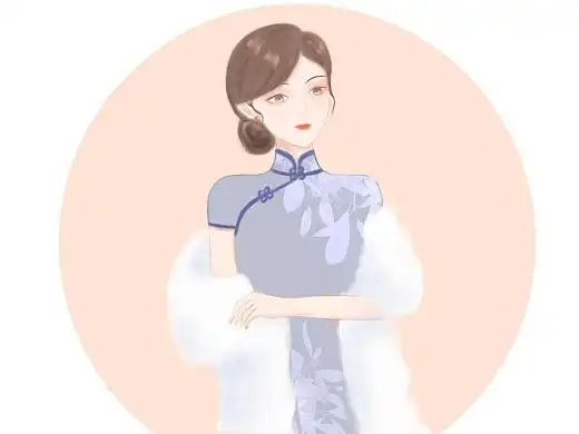 国潮中国风人物元素旗袍女子民国