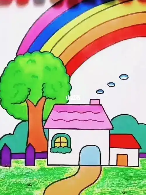 彩色画简笔画风景画