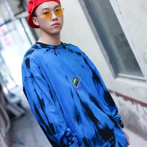 funkystyle原创说唱嘻哈rapt春秋薄款bf古着撞色t恤