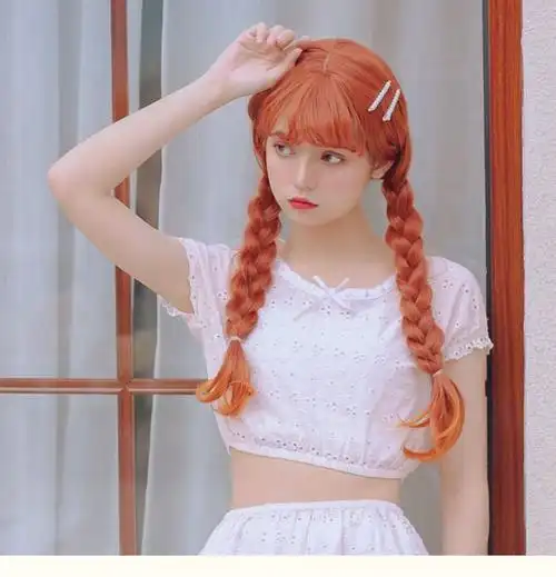 假发女长发麻花辫子可爱双马尾漫画刘海网红长直发自然全头套自然黑发