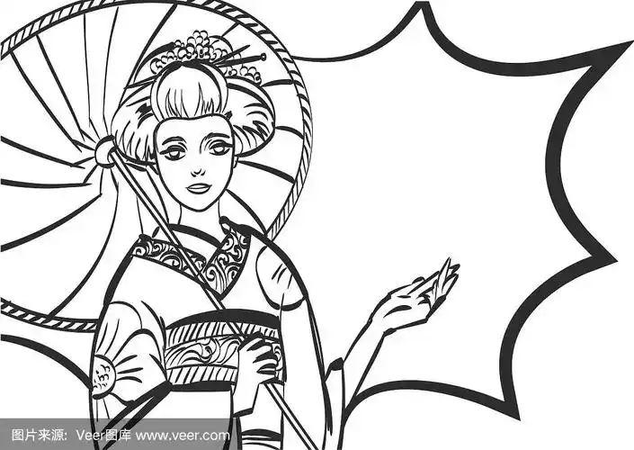 艺伎日本女性流行艺术风格哇eps 10