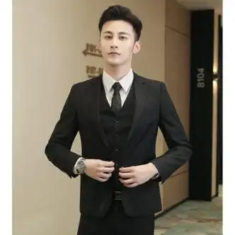 十八岁成人礼服男生青少年男孩新郎服装结婚男西式婚礼西服外套马甲