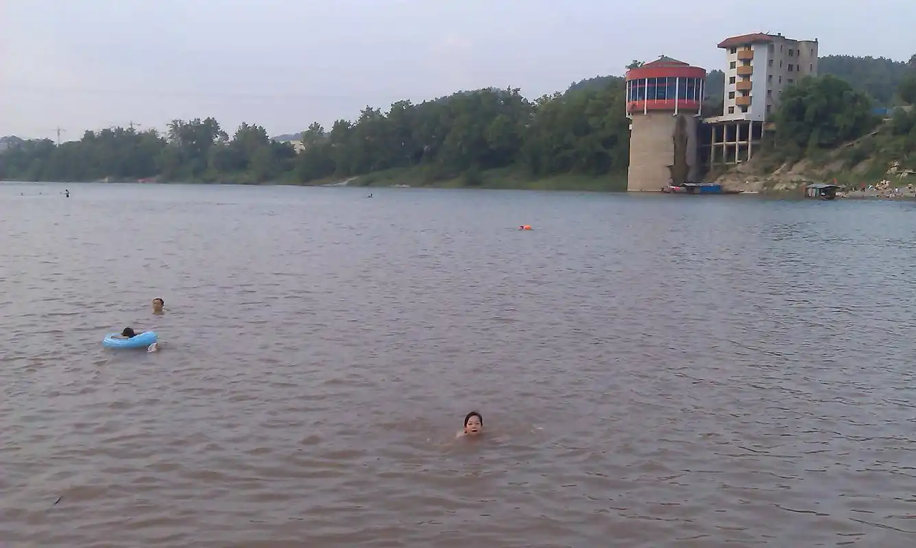 这两天肖公庙河里游泳的人多起来了!好闹热!