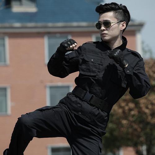 作训服保安服套装男黑色耐磨劳保工作服男女军装春秋季执勤服厂服
