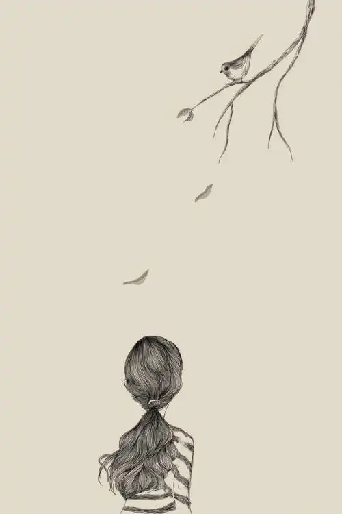 简约伤感的卡通手绘女生背影图片_动漫图片_我要个性网