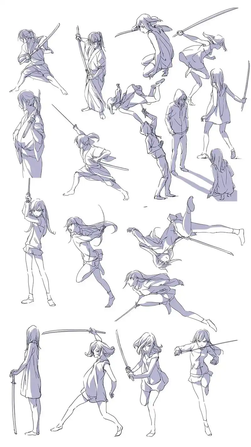 多种人物动态姿势,可以收藏起来参考哦 #绘画素材 #素材分享 - 抖音