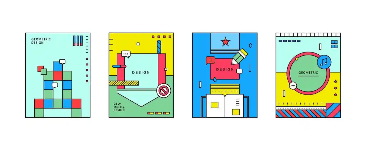孟菲斯几何图形排版海报背景炫彩活动促销模板矢量ai设计素材图片