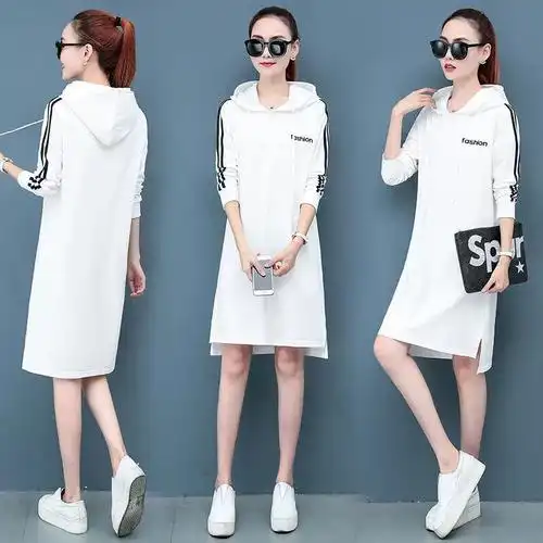 卫衣女中长款韩版连衣裙宽松大码休闲长袖现货女装