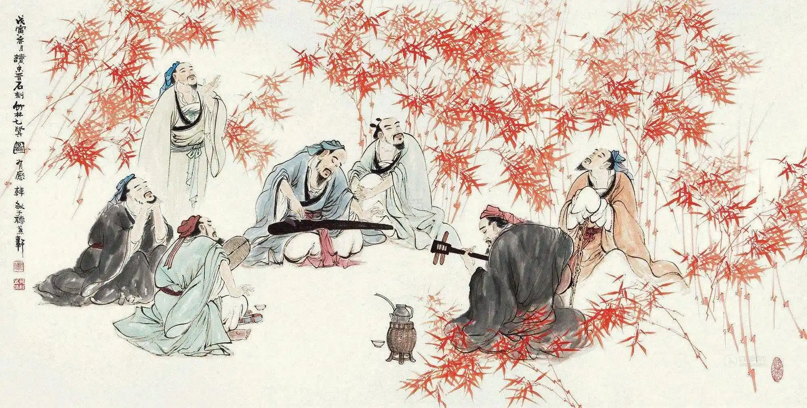 0151竹林七贤一件镜片纸本