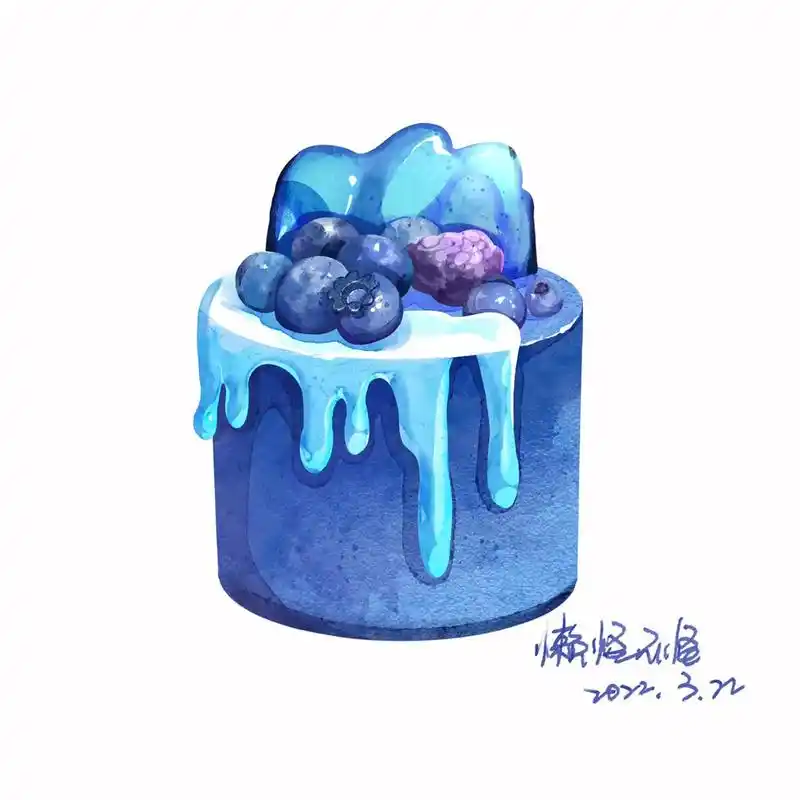 蓝莓慕斯蛋糕绘画步骤图