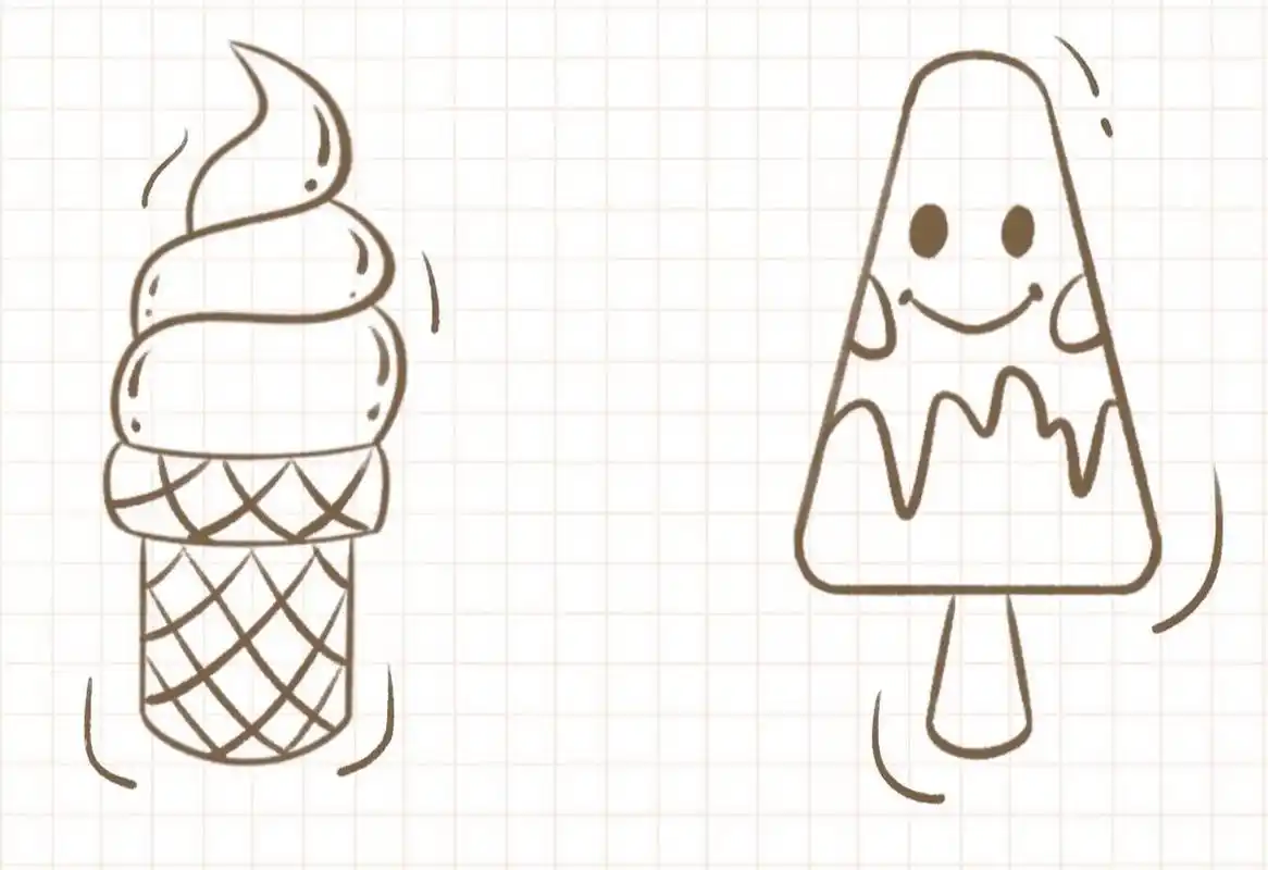 冰激凌简笔画 夏天当然与冰淇淋最配啦!冰激凌简笔画