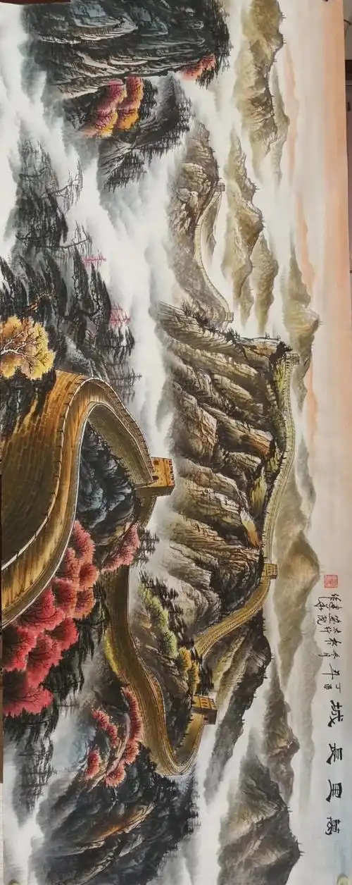 宁建华国画作品《万里长城》