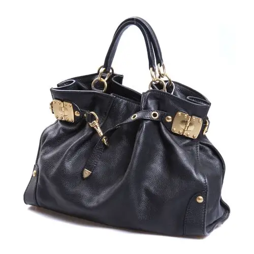 miumiu(缪缪)黑色皮质手提包