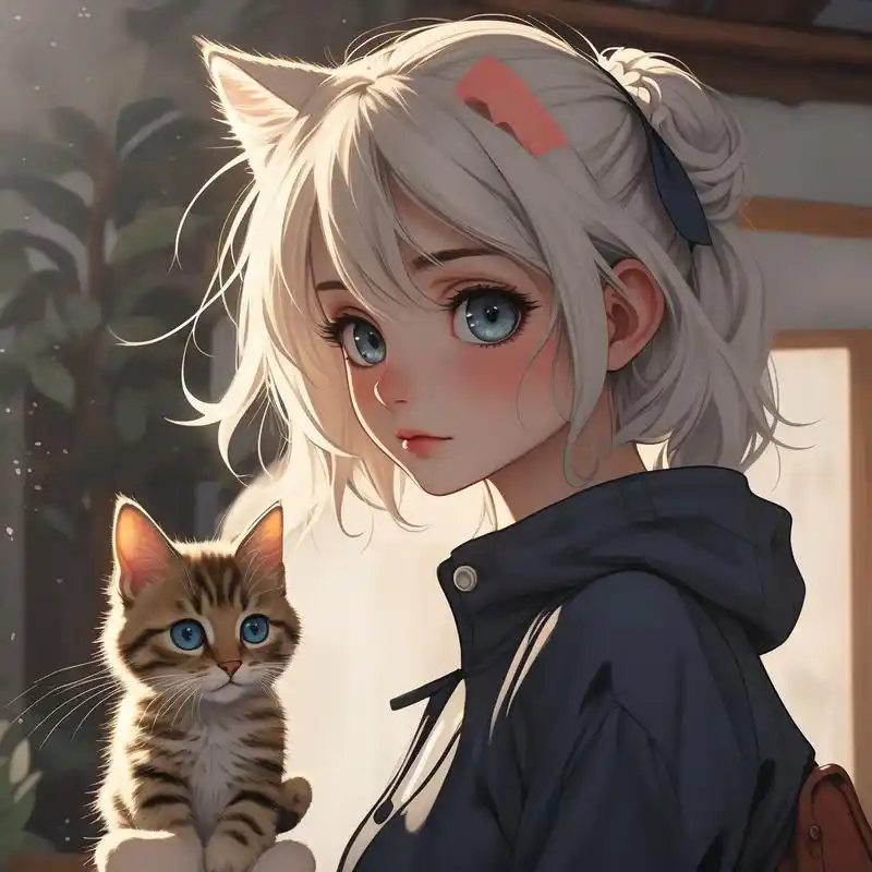 93抱着猫的可爱女生头像93 哇～看看这些超级可爱的女生头像!