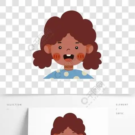 红色卷发的可爱卡通女孩头像