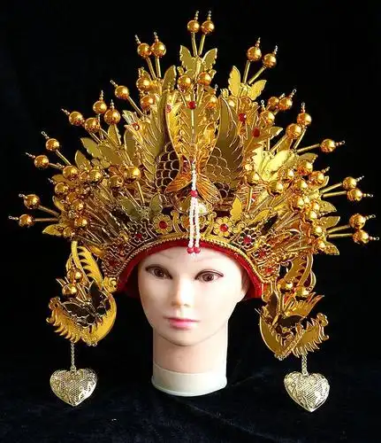 影楼摄影 凤冠霞帔 新娘公主皇冠凤冠头饰 古装婚礼戏剧京剧帽子