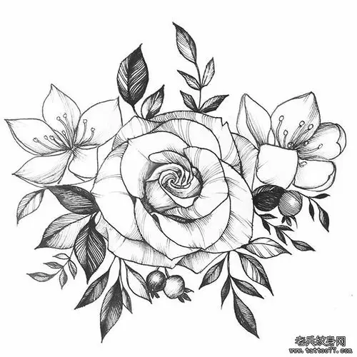 黑灰小清新素花纹身图案