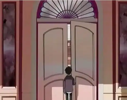 我现在需要一幅动漫帅哥用力推开门的背影图,请求支援