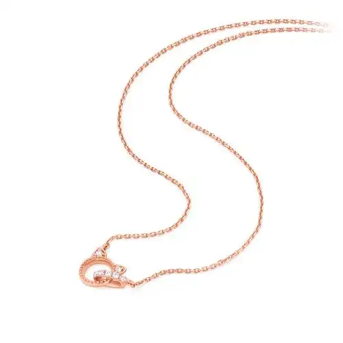 周大福cococat系列18k玫瑰金镶钻猫咪项链