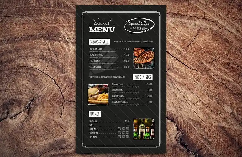 西餐厅菜单设计psd模板素材 chalkboard restaurant menu template