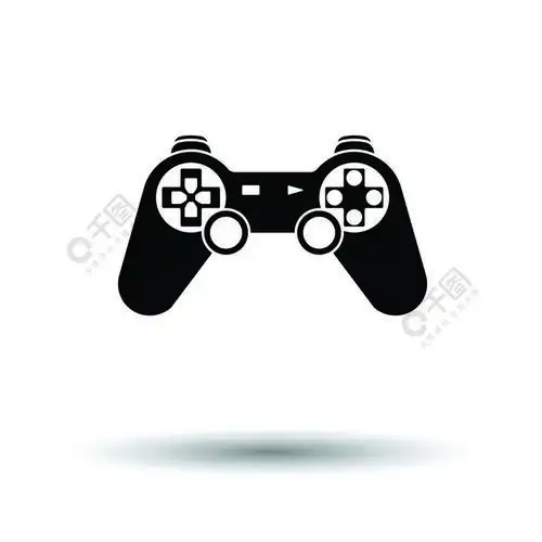 游戏手柄图标带有阴影设计的白色背景矢量图