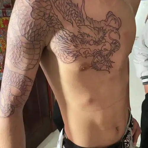 兄弟们,我的线条过肩龙怎么样?_纹身吧社区 - 纹身大咖