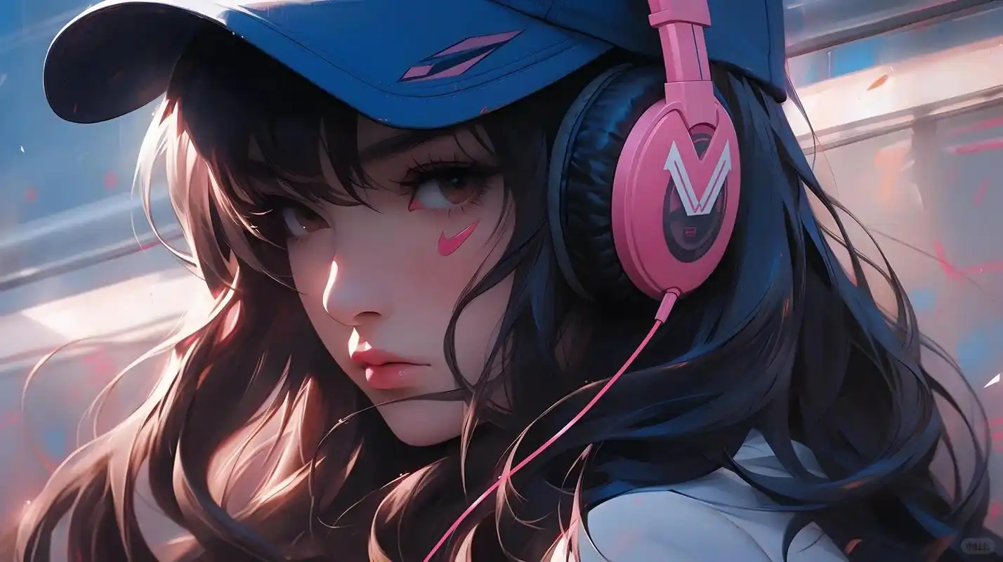 midjourney|电竞少女 dva|4k 16:9电脑壁纸