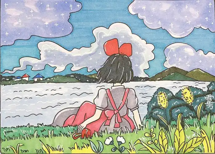 马克笔手绘人物魔女宅急便