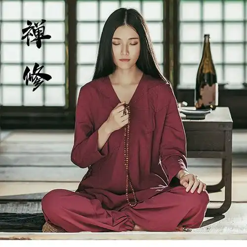 居士服女佛系禅修套装和尚领礼拜佛僧服供养上衣