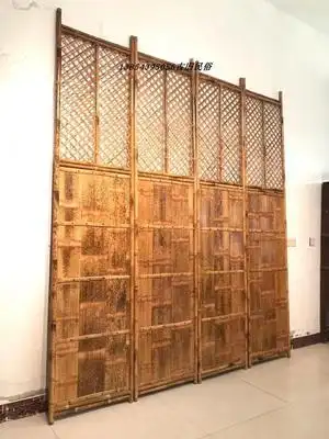 老斑竹屏风竹子隔扇民俗格栅老竹编旧家具农村老旧门窗老物件隔断