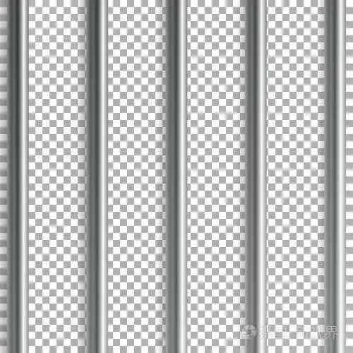 铁窗矢量图.透明背景上孤立.3d 的铁或钢制监狱房子网格图