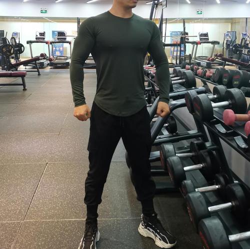 运动春秋肌肉pro柔软修身紧身衣高弹健身男速干教练跑步训练长袖