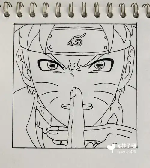 火影忍者   漩涡鸣人来啦,#绘画———边框:12x12cm纸:普通素描纸