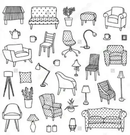 素材-一组家具简笔画