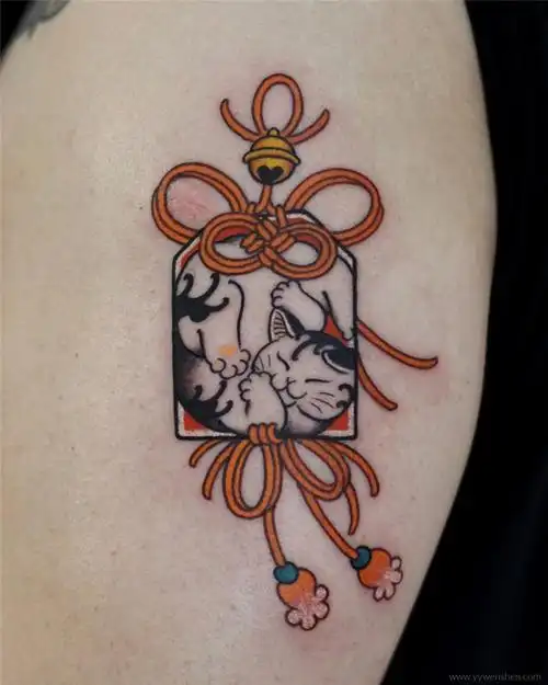 可爱猫咪御守护身符平安符日式新传统刺青作品图-yy纹身网